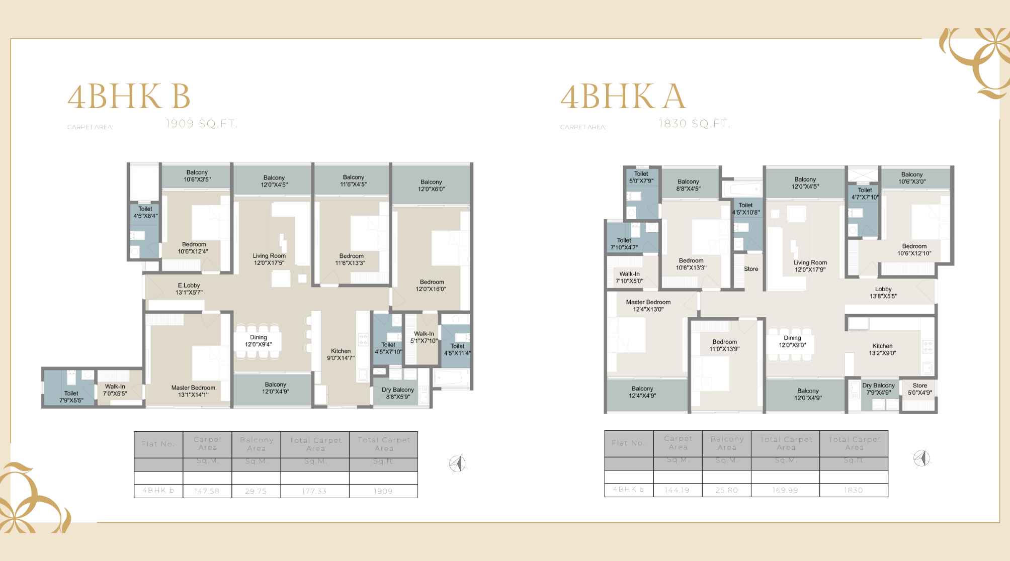 Sonigara-Quorra-4-BHK-Floorplan-1830-&-1909-sqft